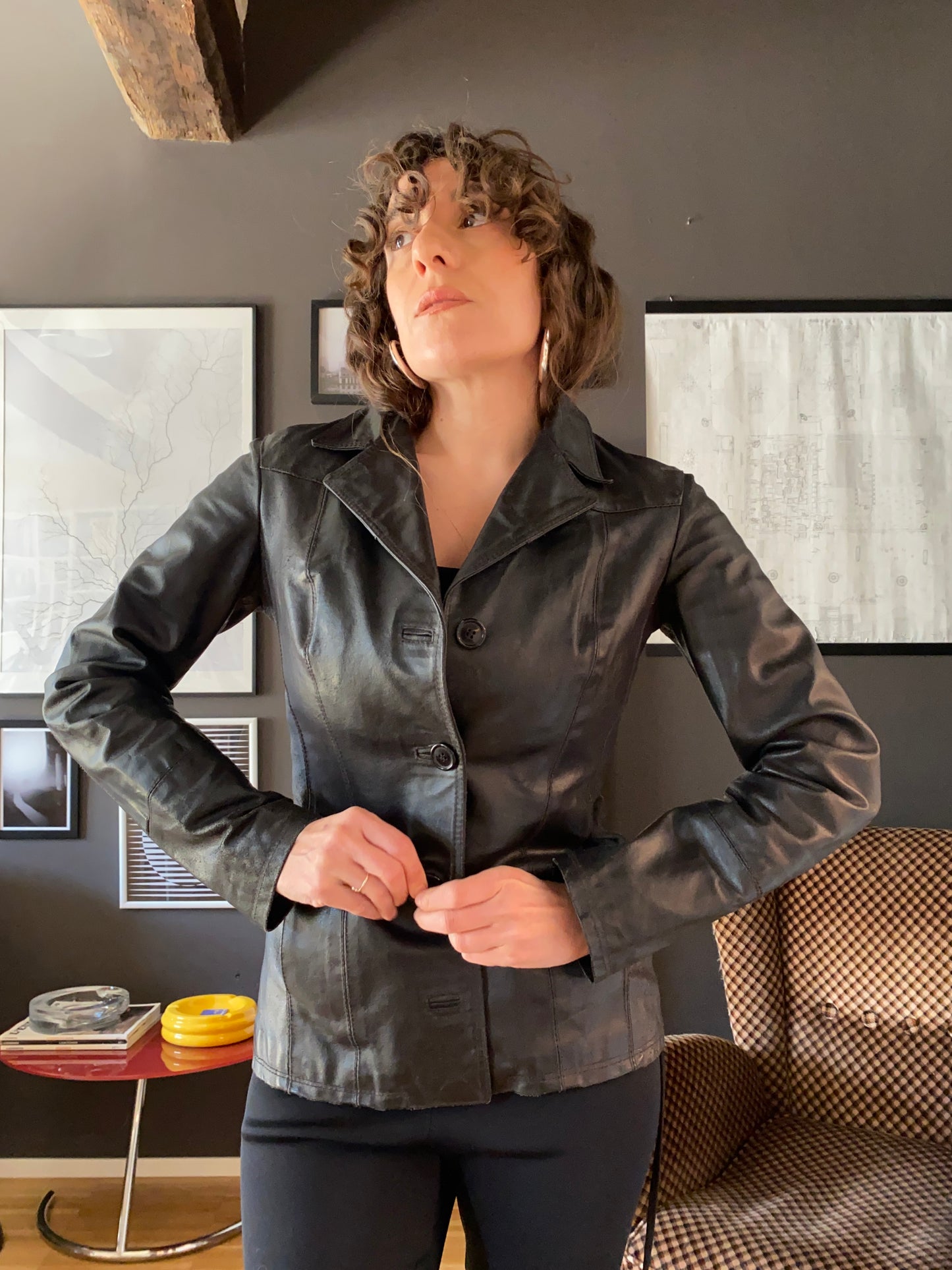 Blazer in pelle testa di moro
