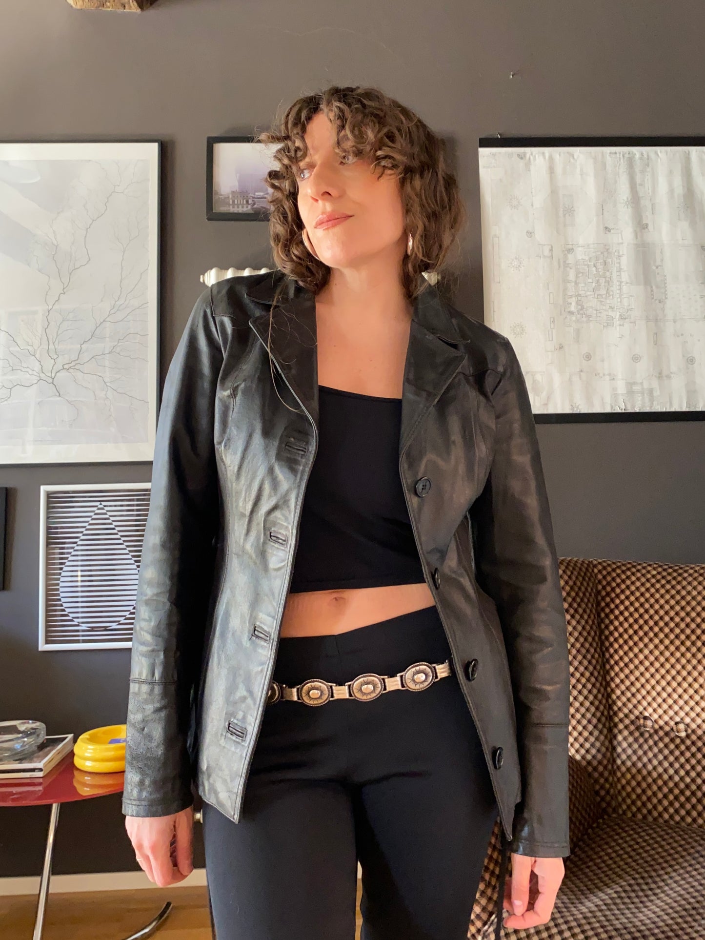 Blazer in pelle testa di moro