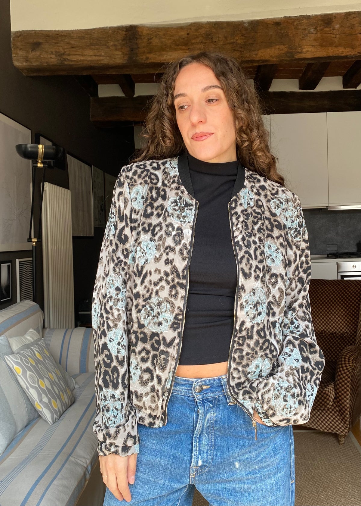 Giacca bomber animalier print