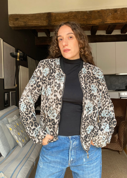 Giacca bomber animalier print