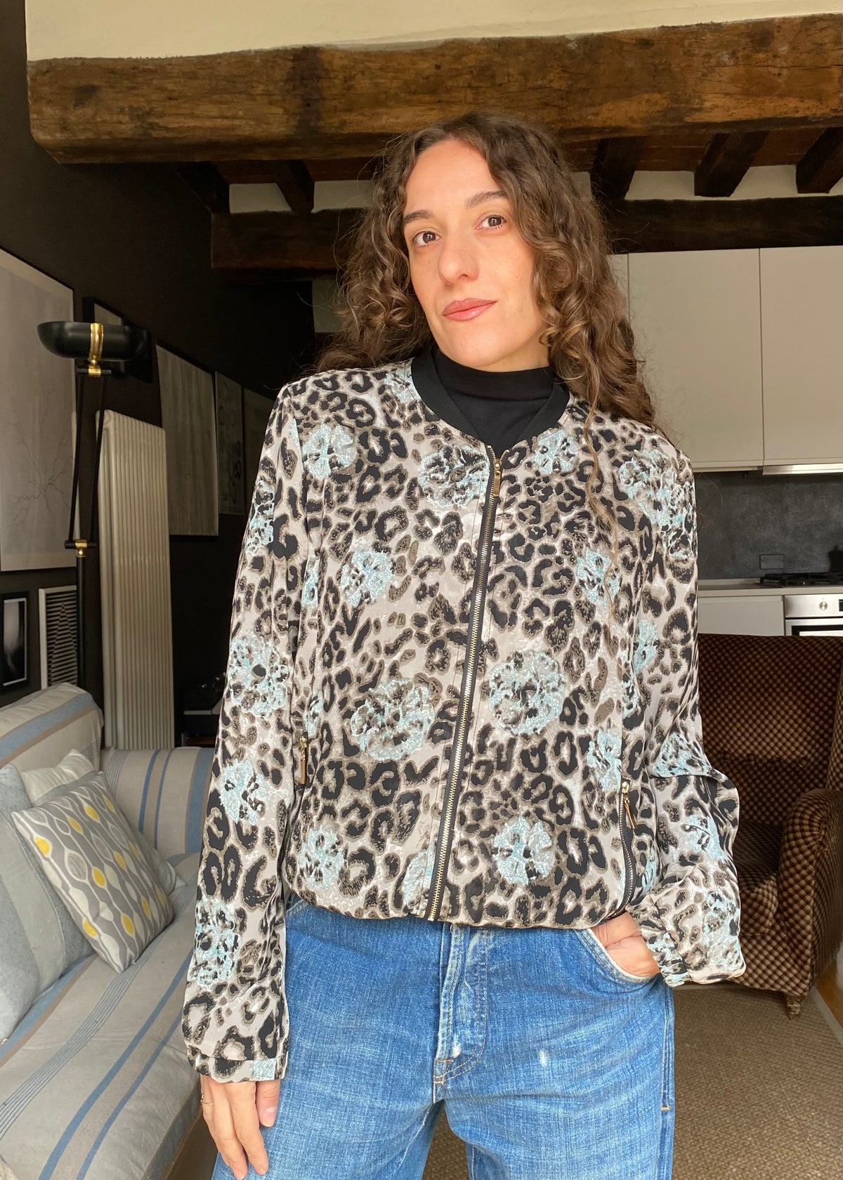 Giacca bomber animalier print