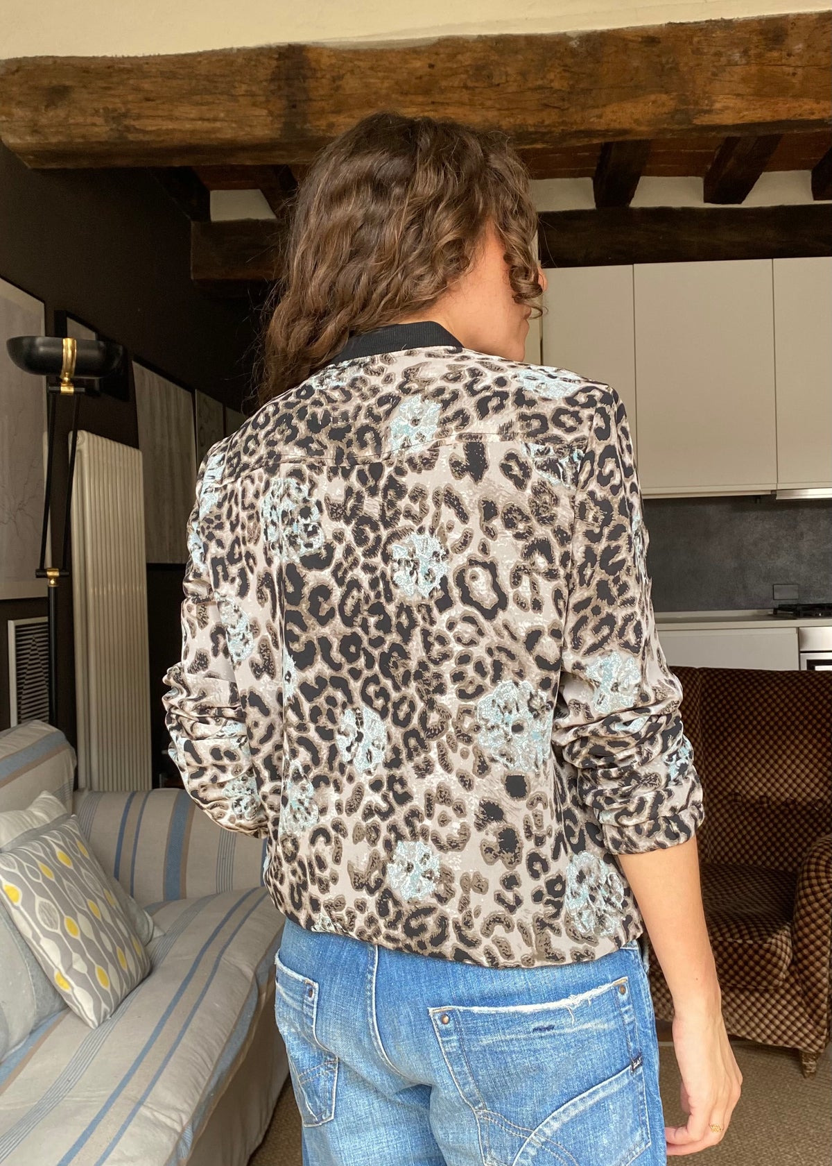 Giacca bomber animalier print