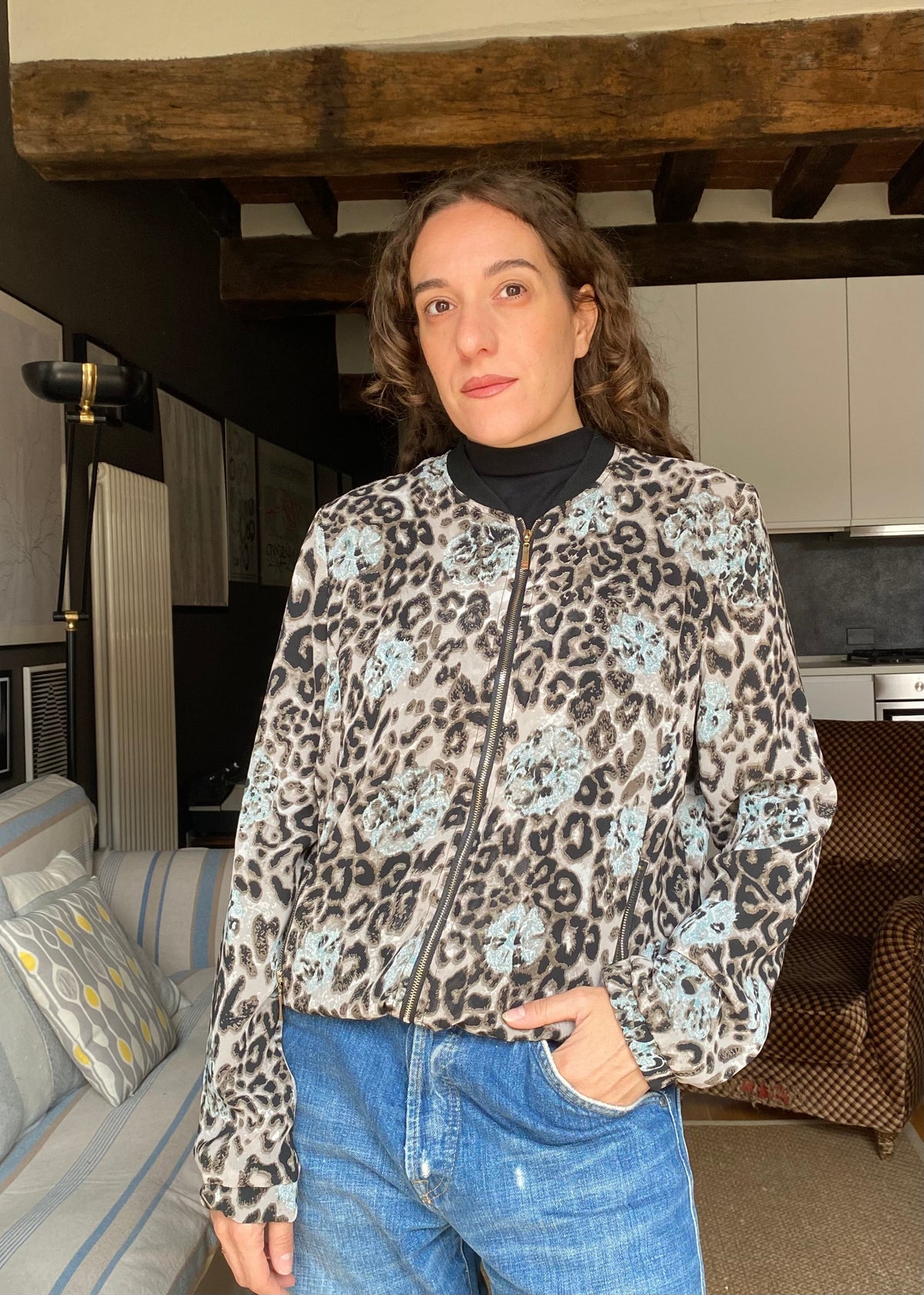 Giacca bomber animalier print
