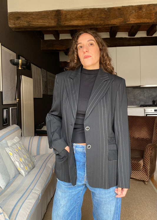 Blazer gessato misto lana