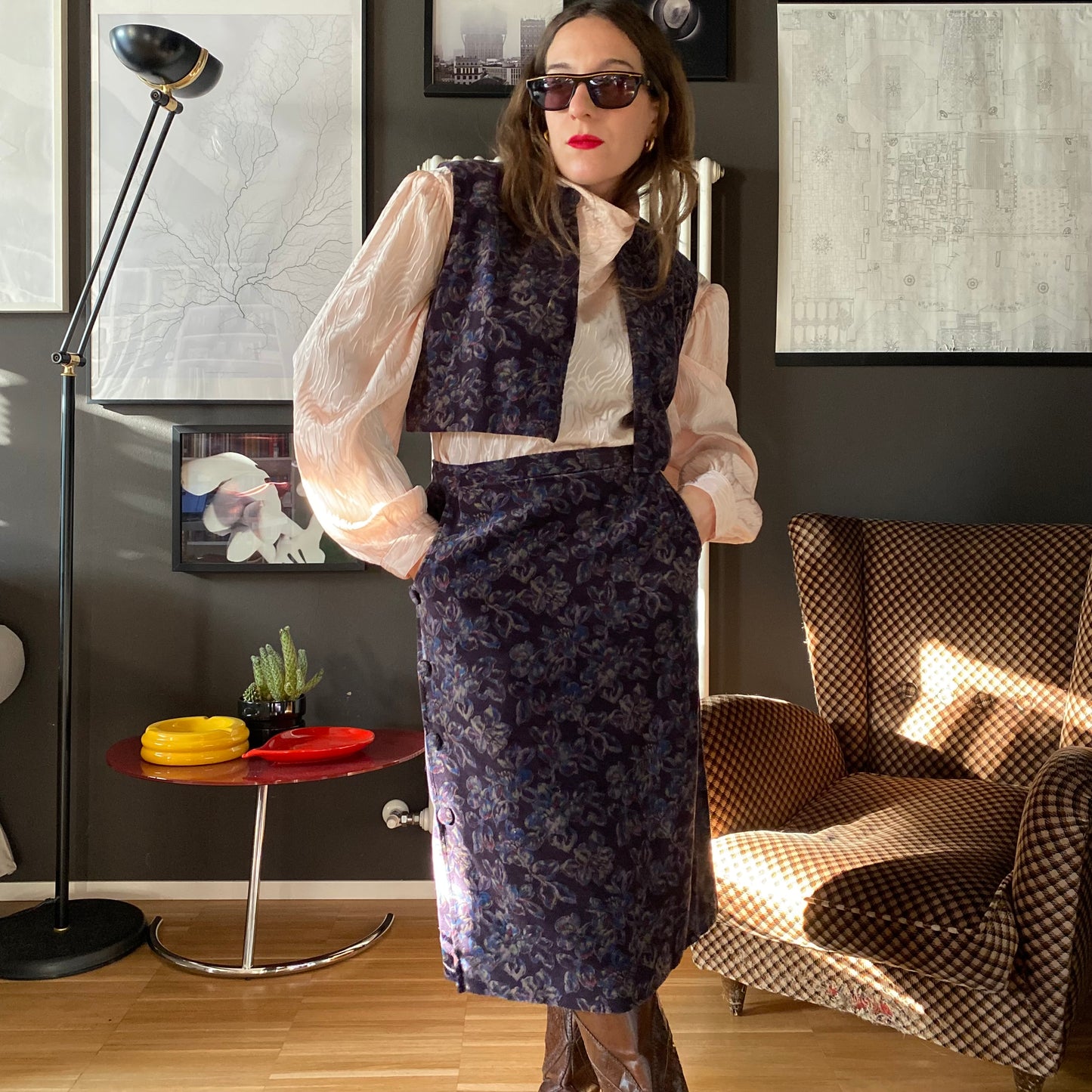 Completo in velluto viola