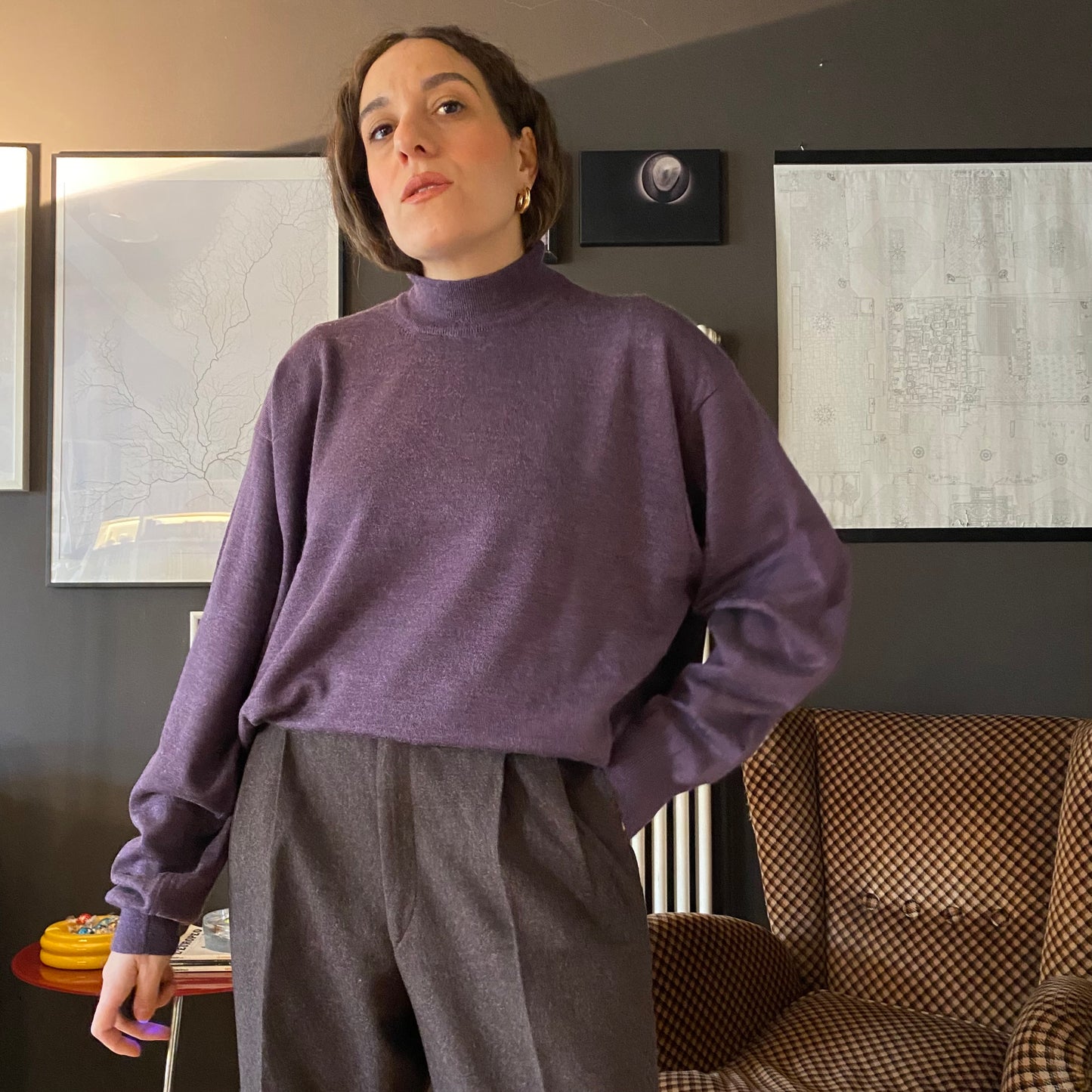 Maglione collo alto lana seta cashmere