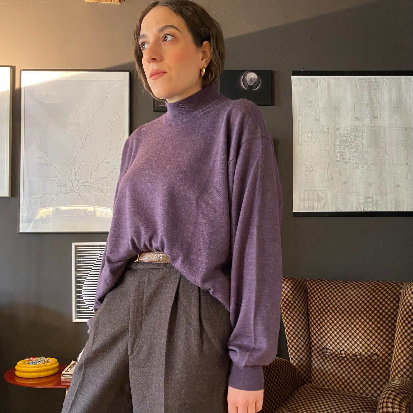 Maglione collo alto lana seta cashmere