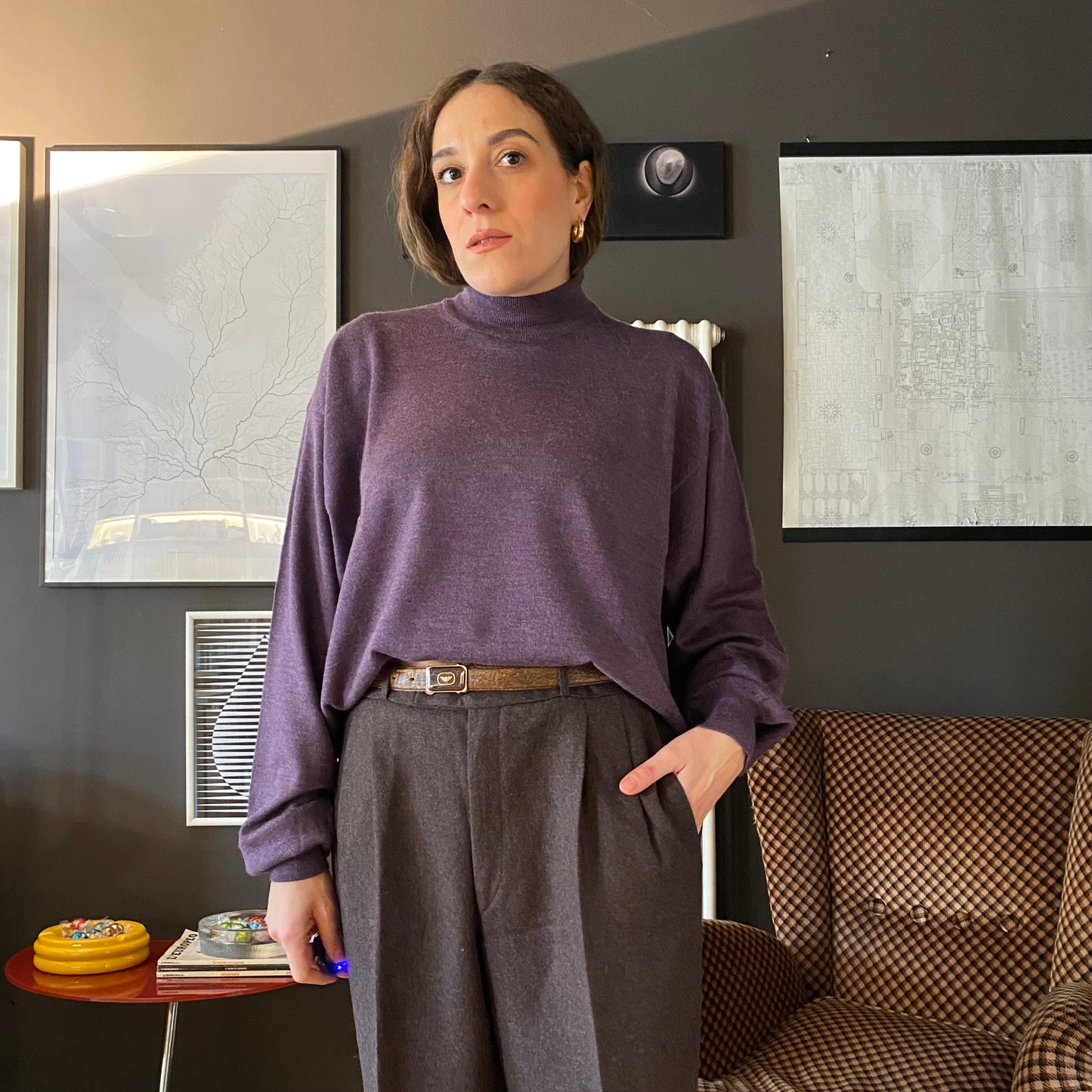 Maglione collo alto lana seta cashmere