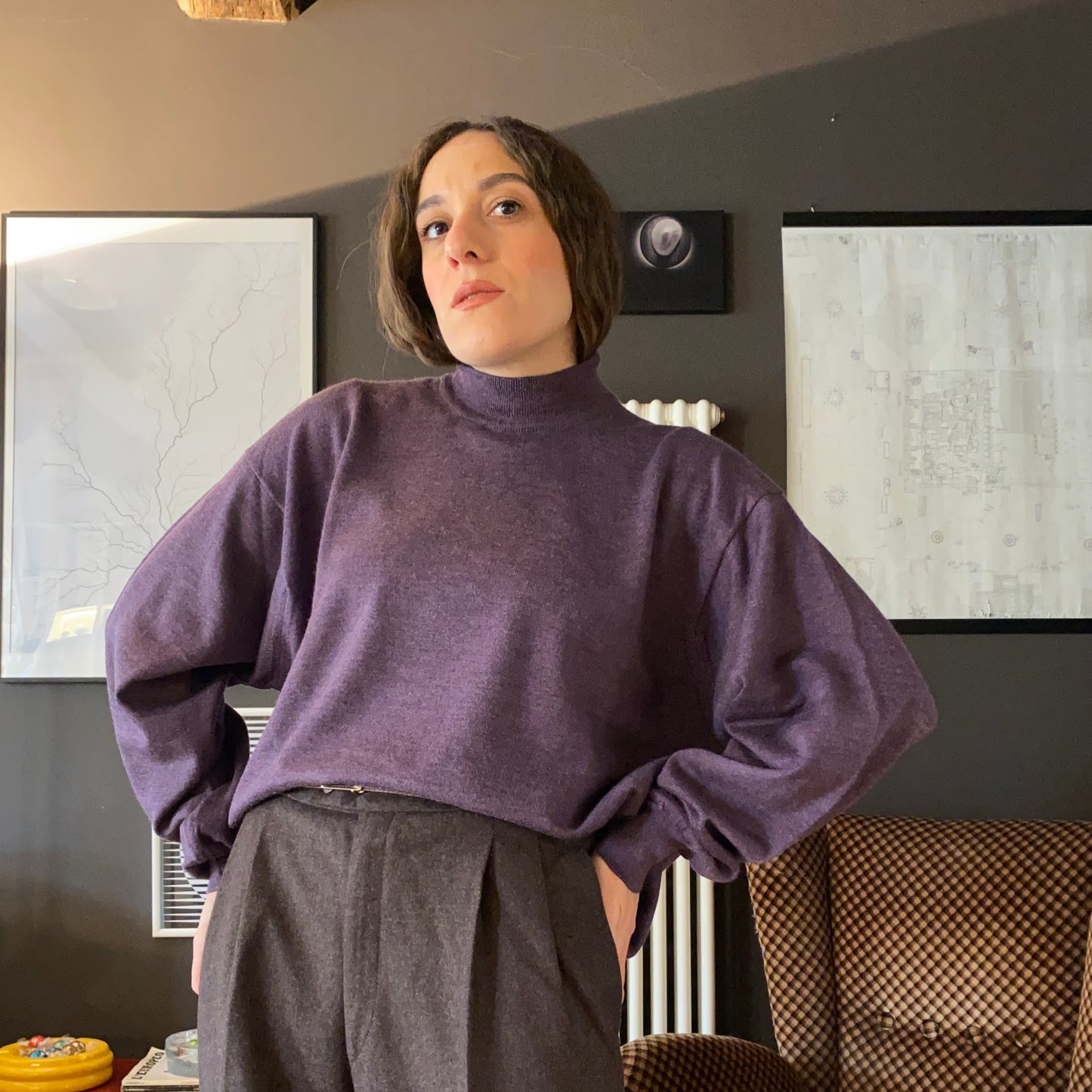 Maglione collo alto lana seta cashmere