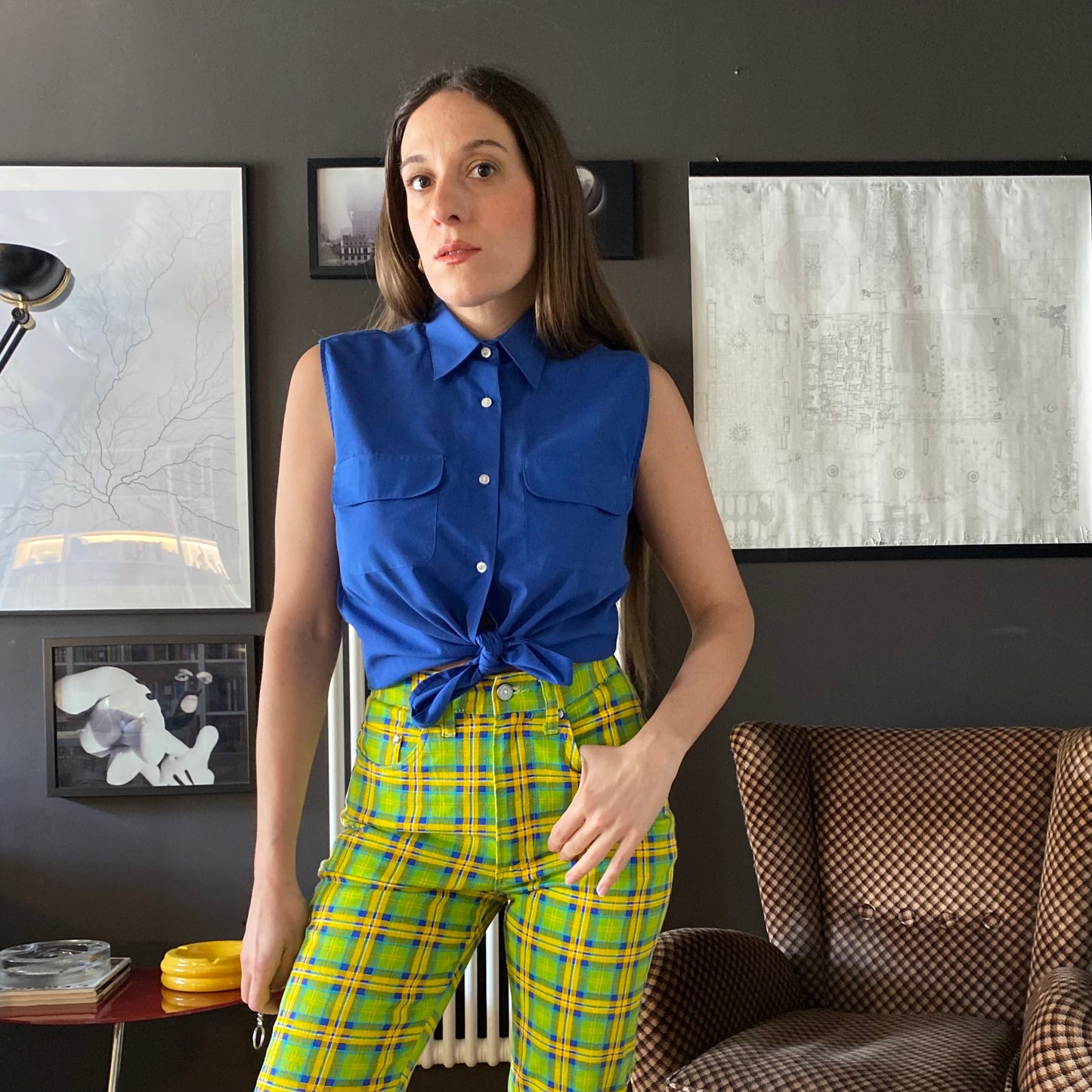 Camicia smanicata blu