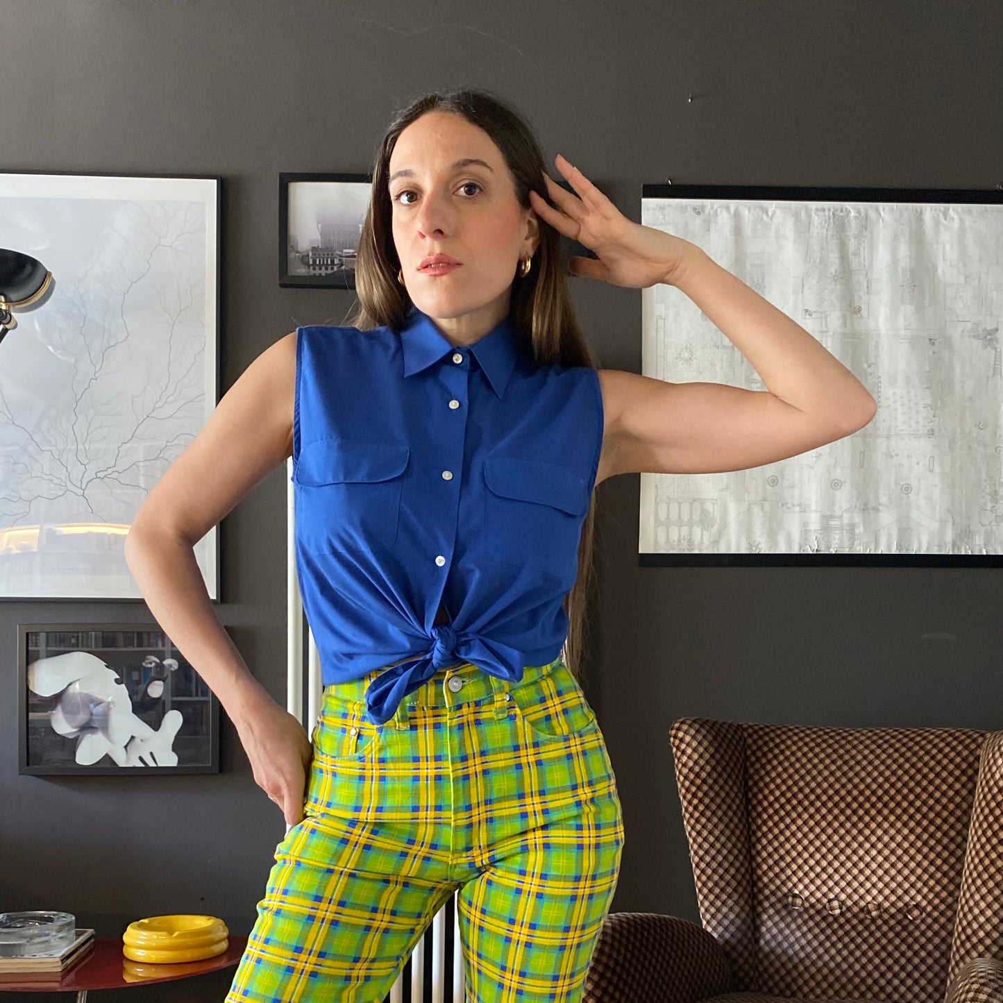 Camicia smanicata blu