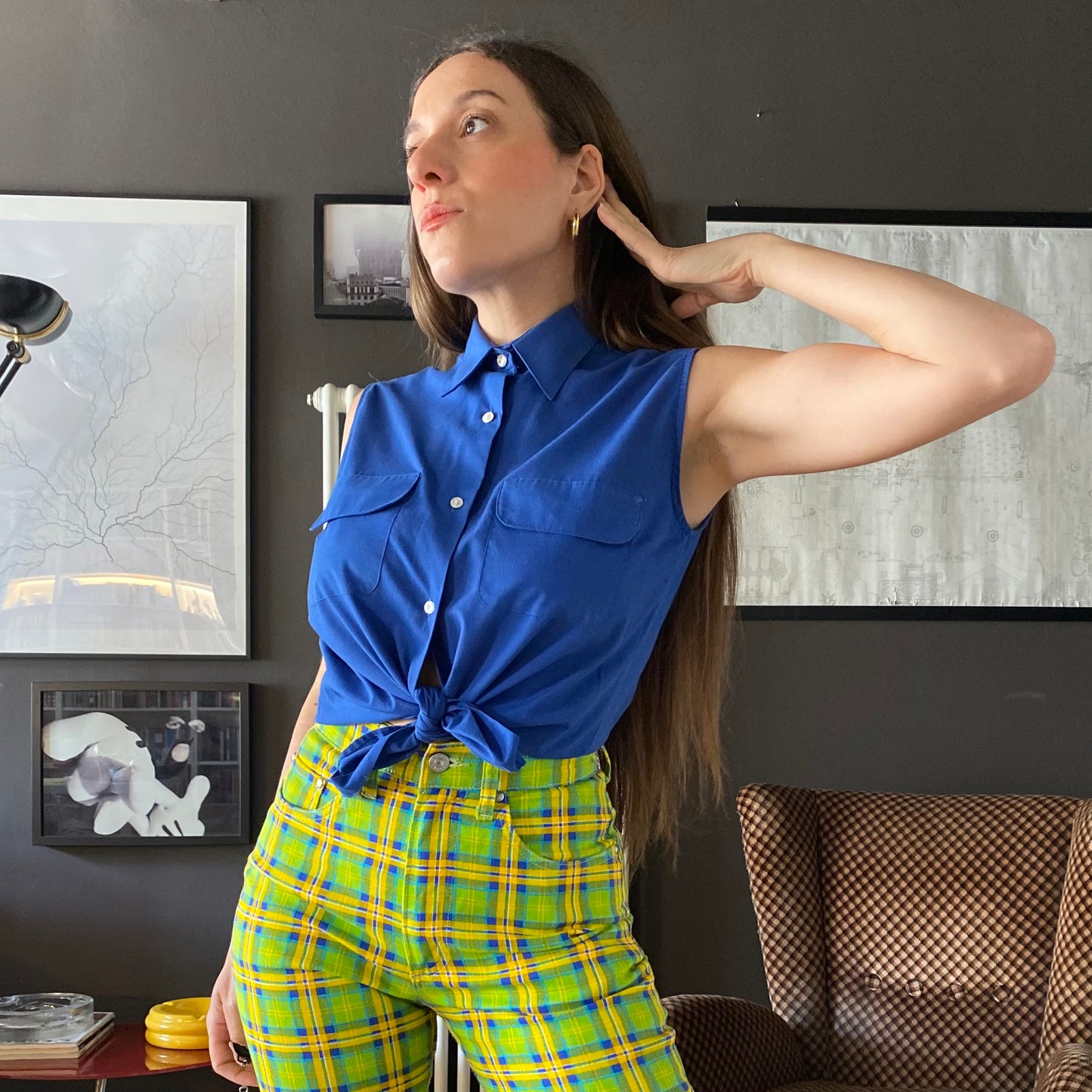 Camicia smanicata blu