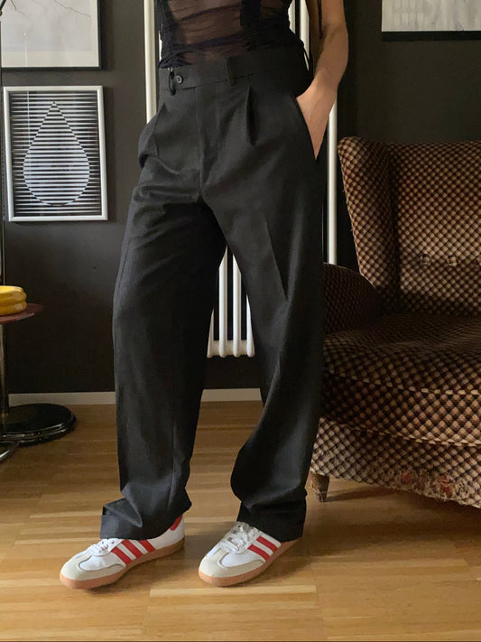 Pantaloni classici in lana antracite