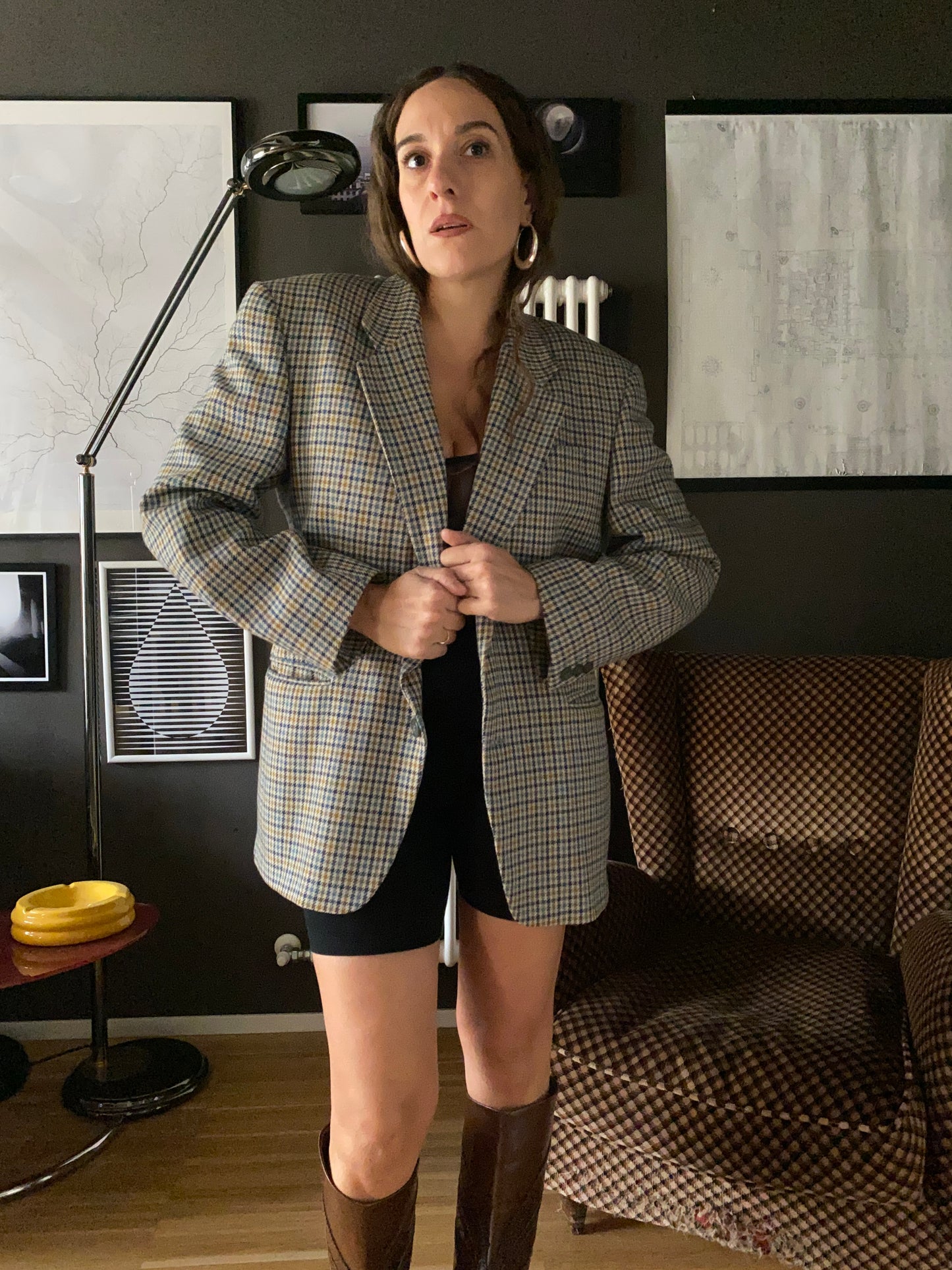 Blazer vintage pied de poule Cacharel