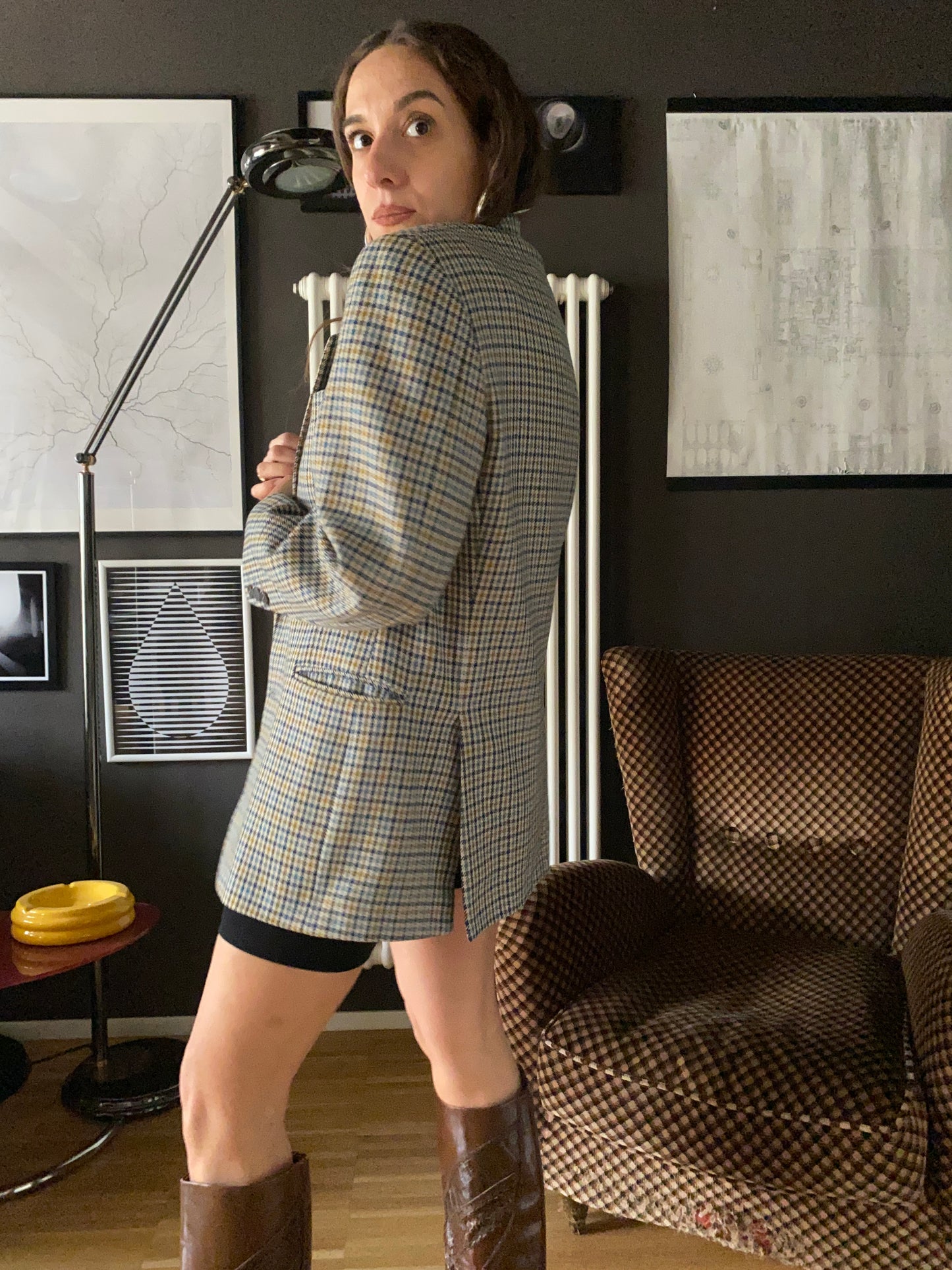 Blazer vintage pied de poule Cacharel