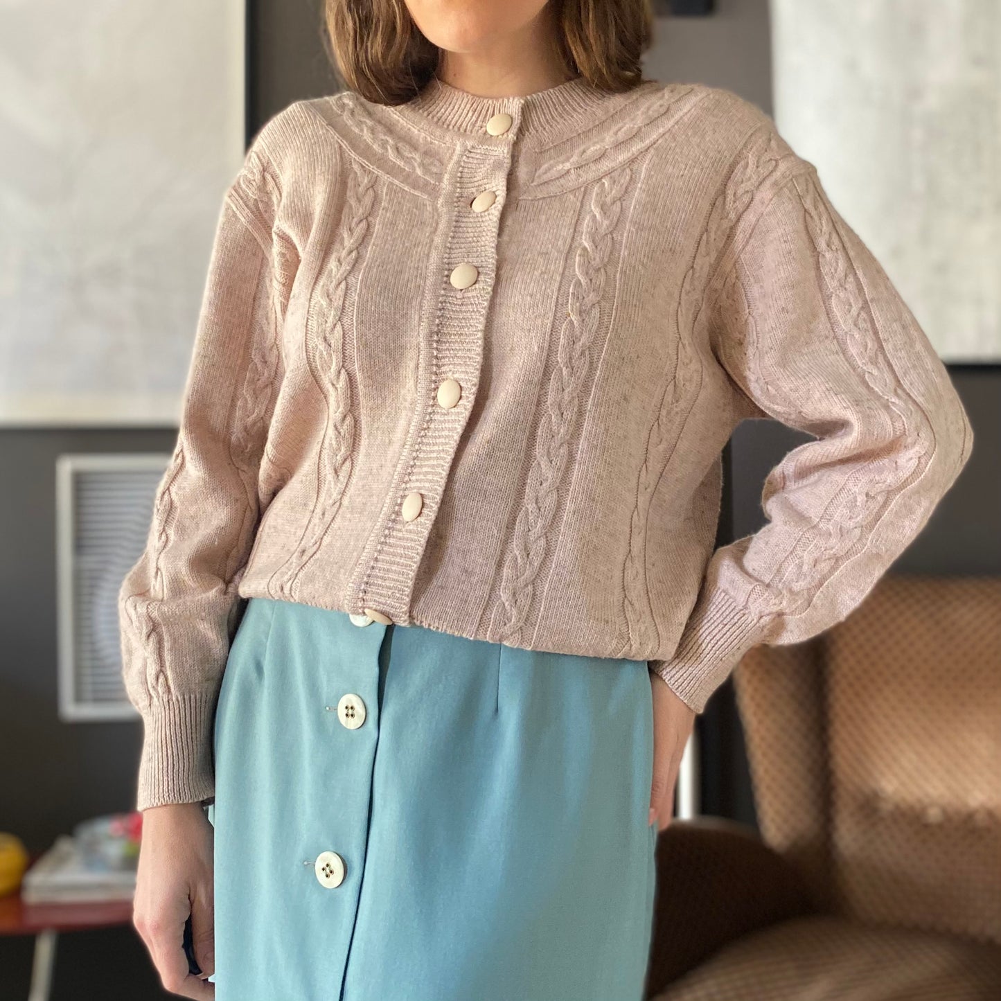 Cardigan lana e cotone