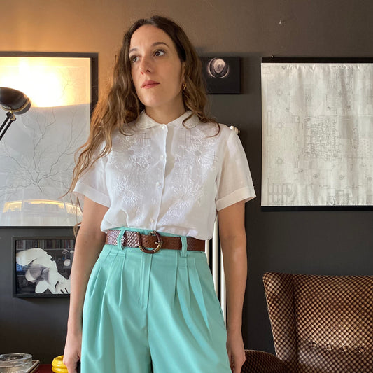 Camicia in lino con ricami