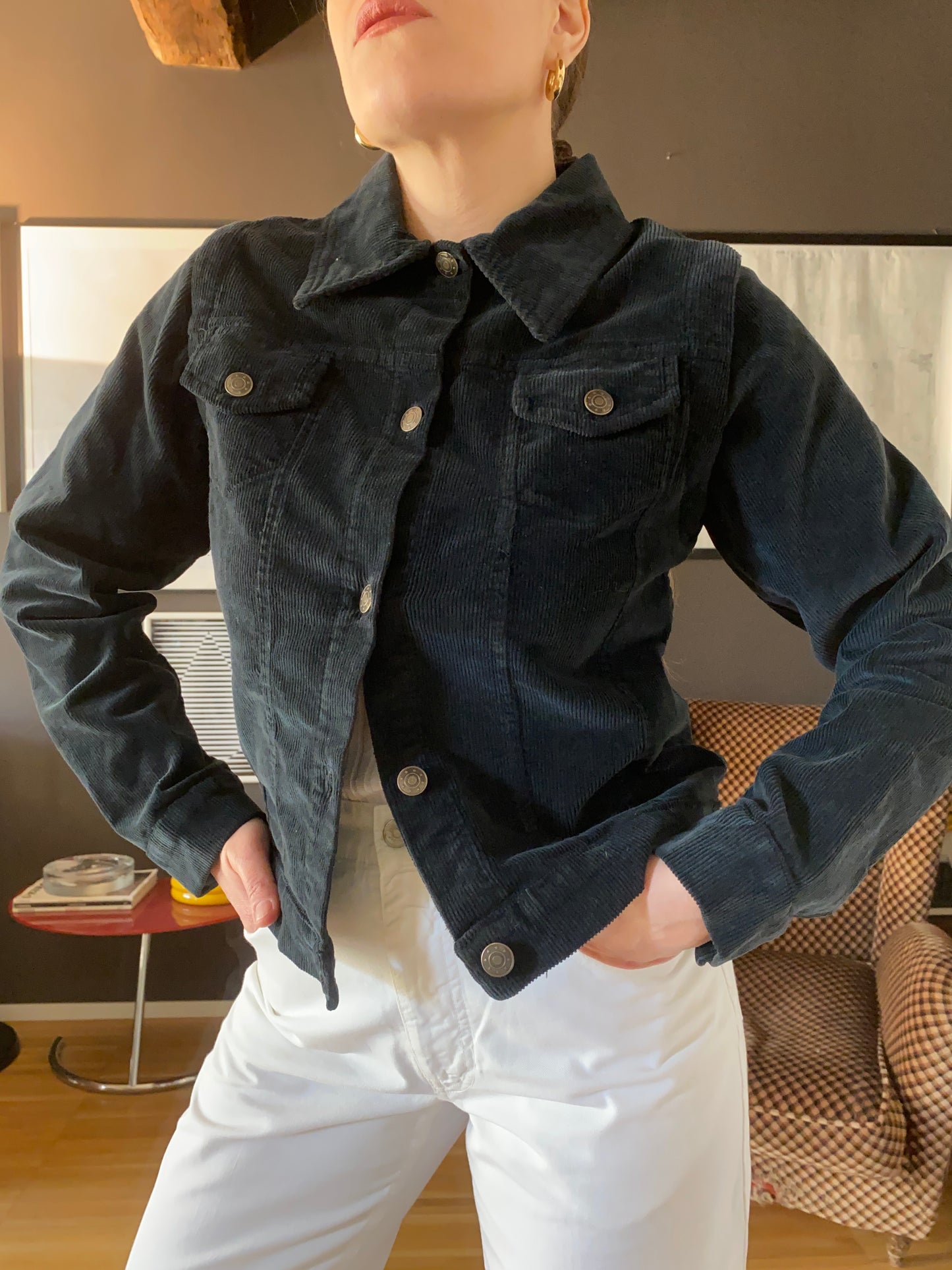 Giacca bomber velluto a coste nera vintage