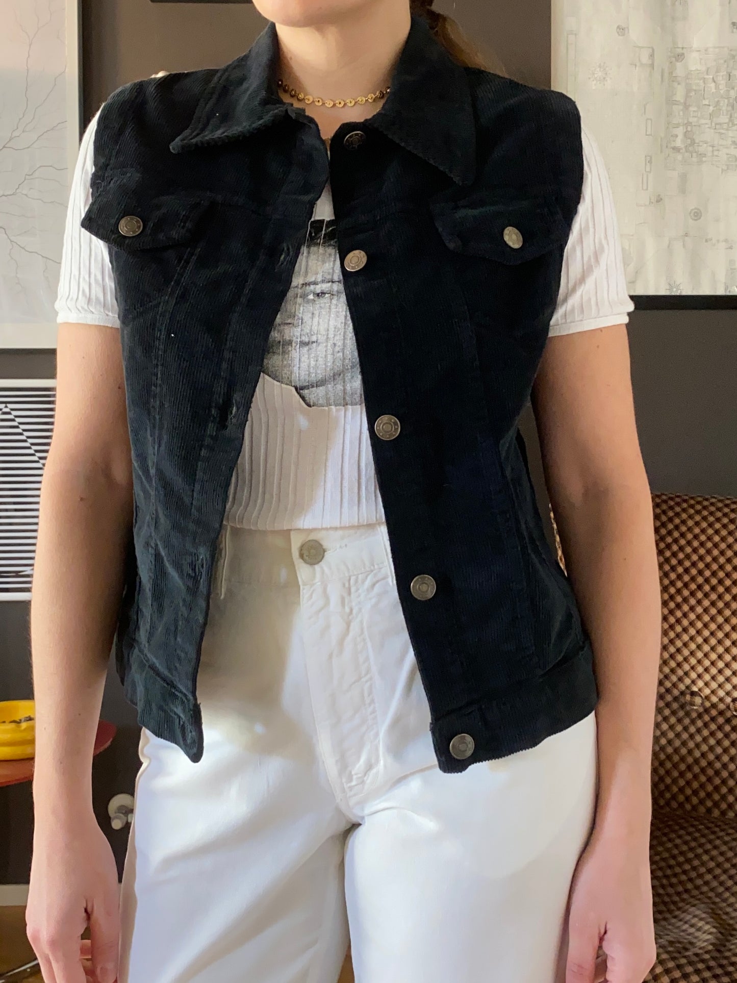 Giacca bomber velluto a coste nera vintage