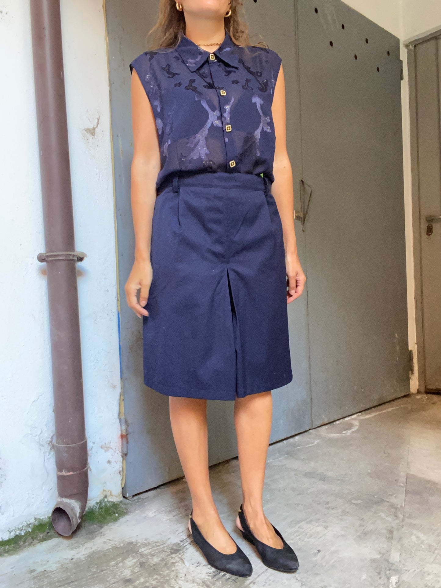 Bermuda blu vita alta