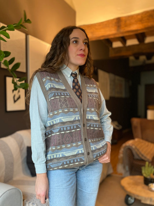 Gilet vintage giapponese a righe