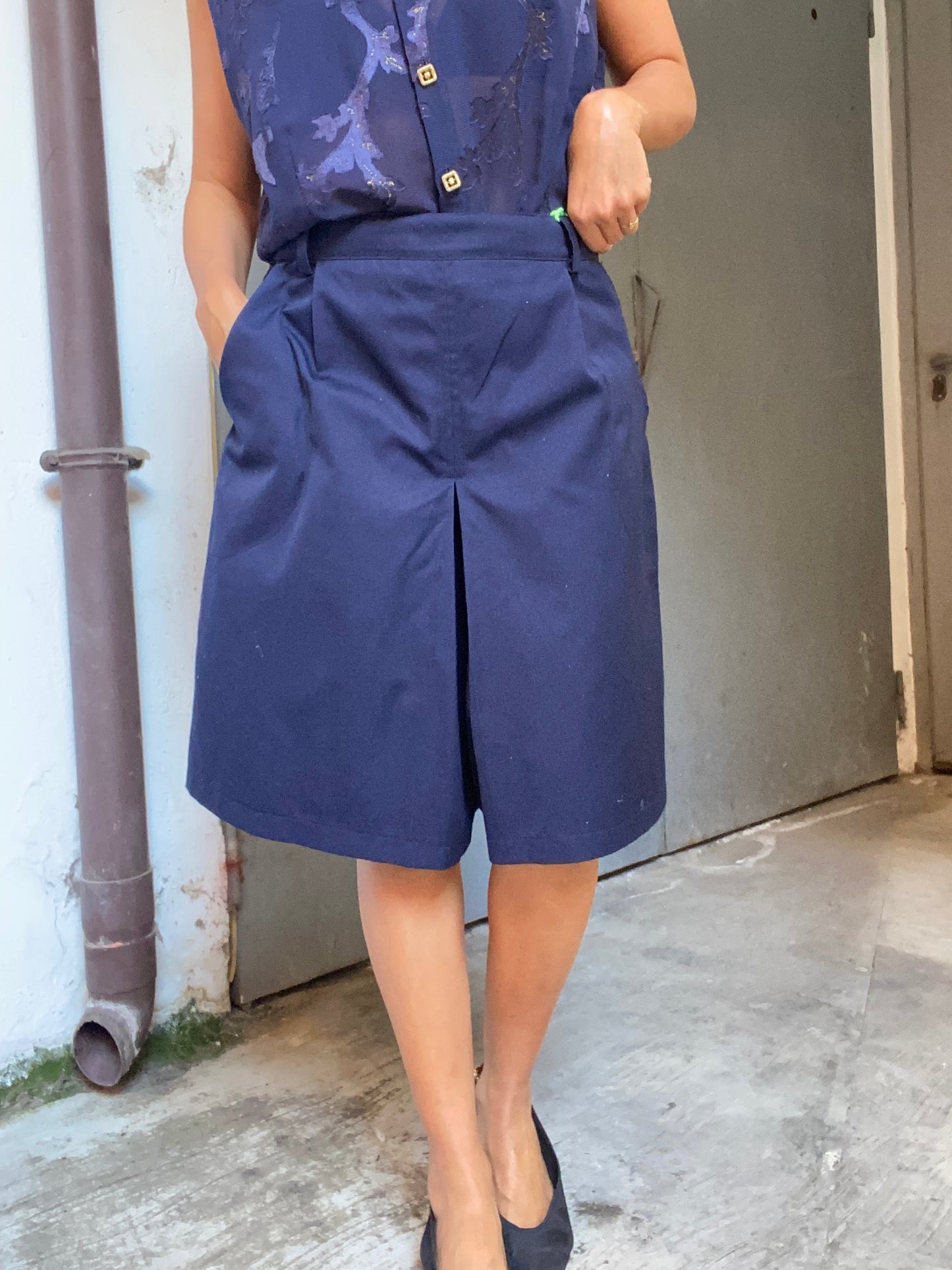 Bermuda blu vita alta