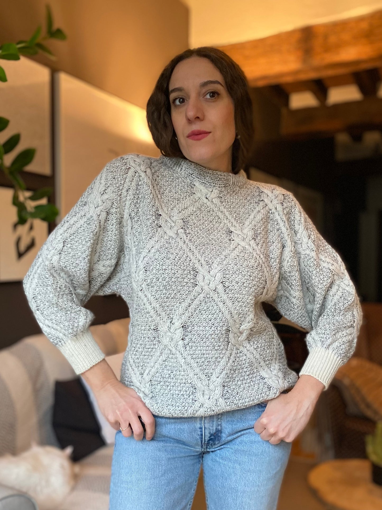 Maglione con trecce melange