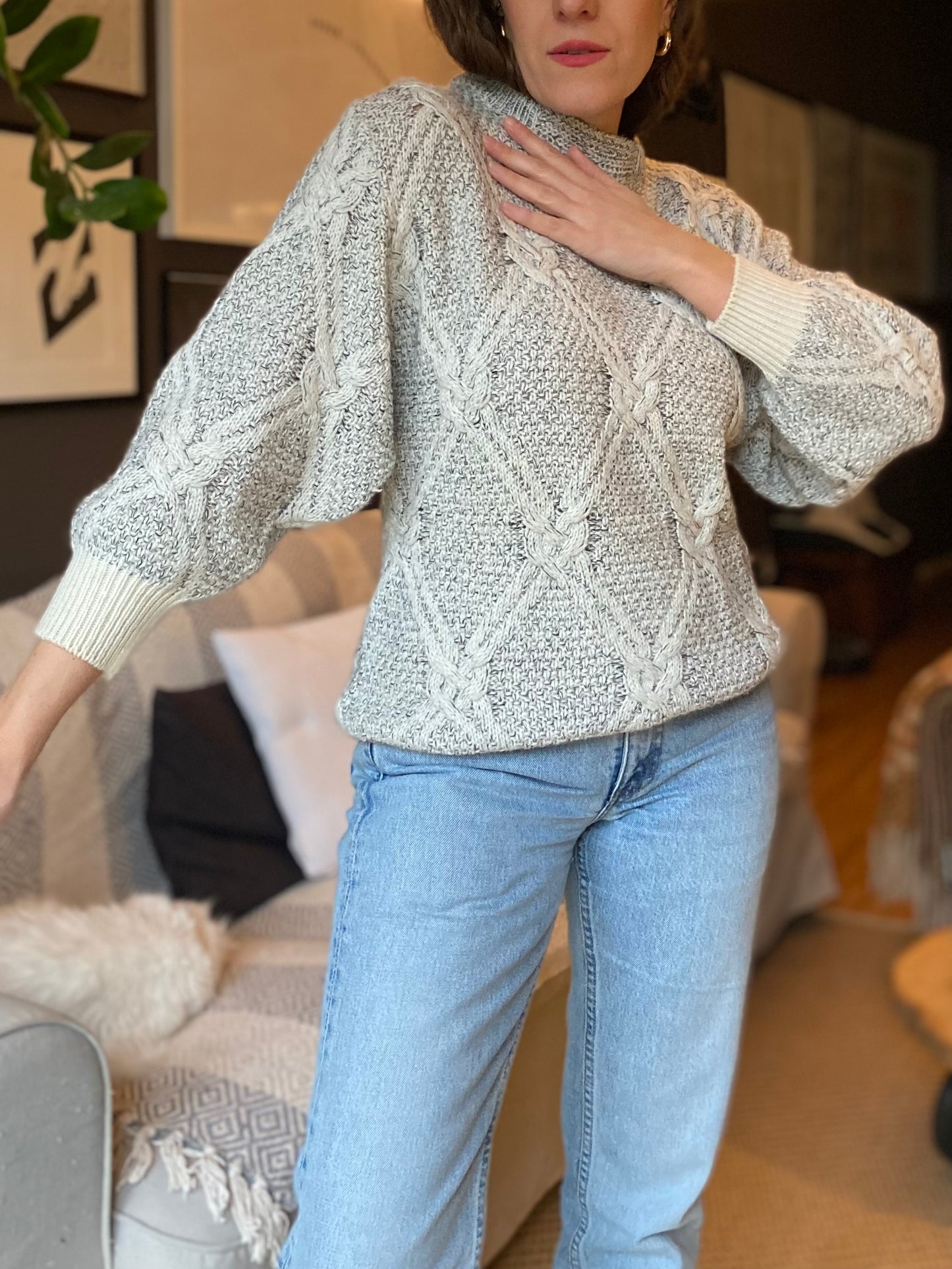 Maglione con trecce melange