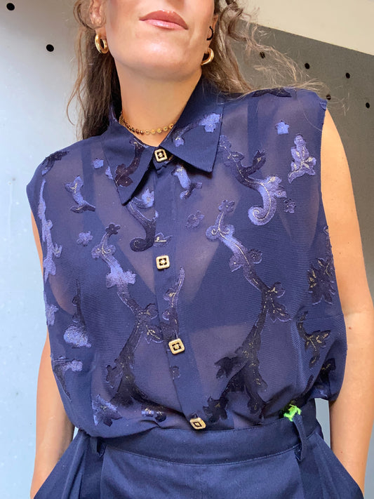 Camicia smanicata trasparente