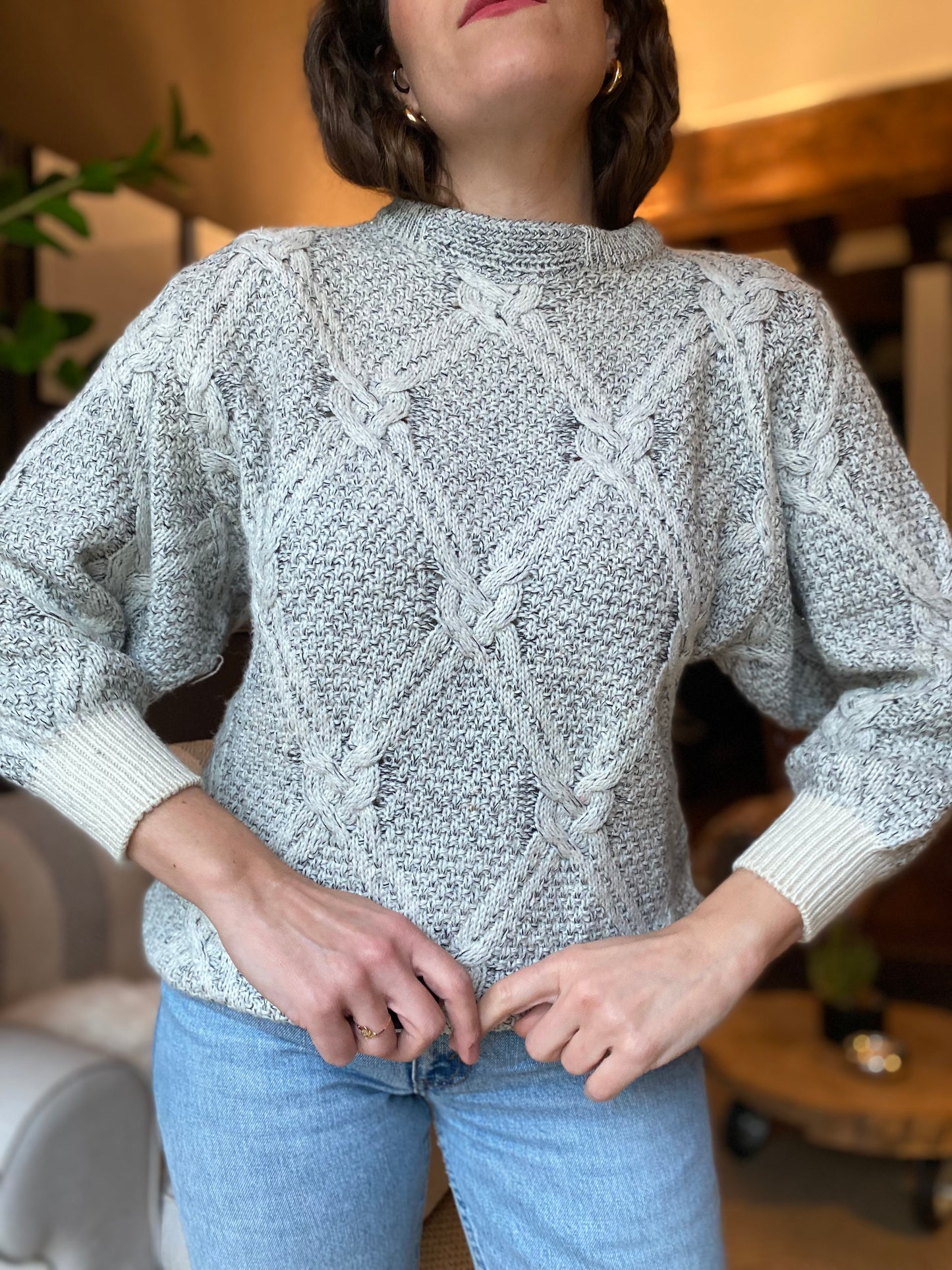 Maglione con trecce melange