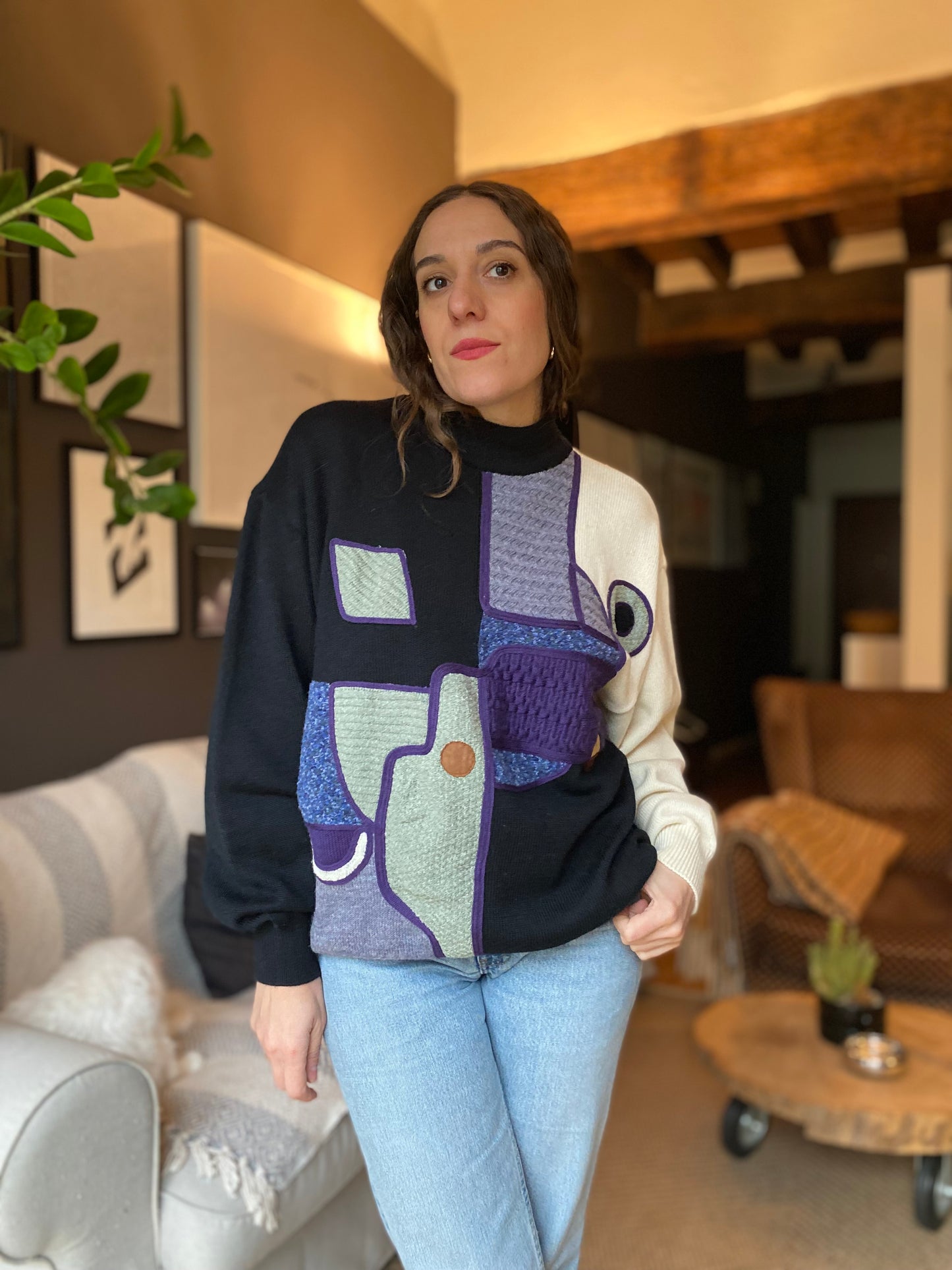 Maglione vintage giapponese astratto