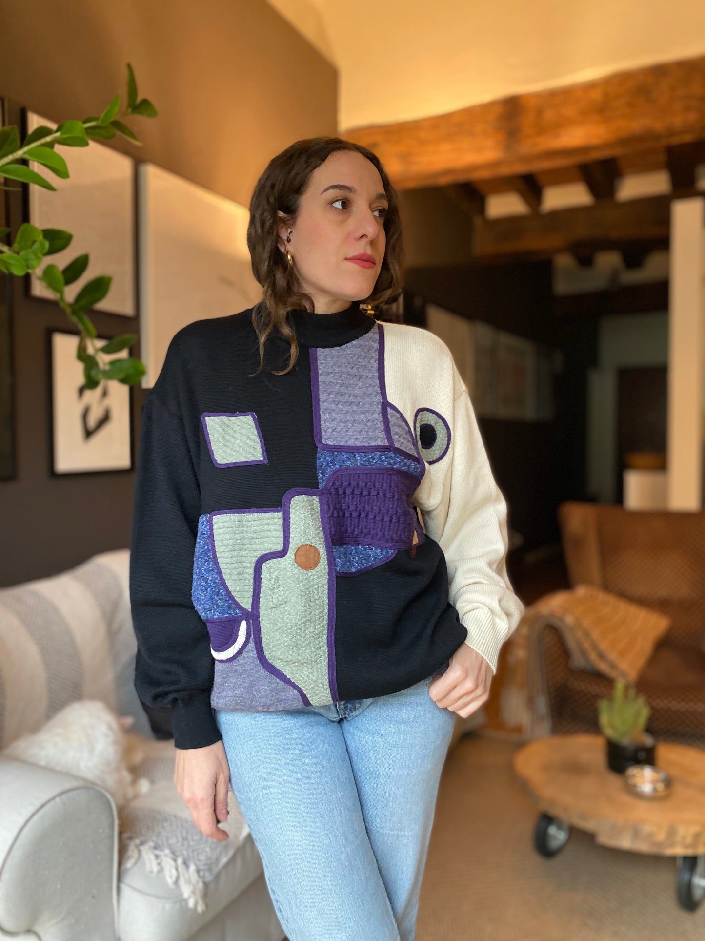 Maglione vintage giapponese astratto