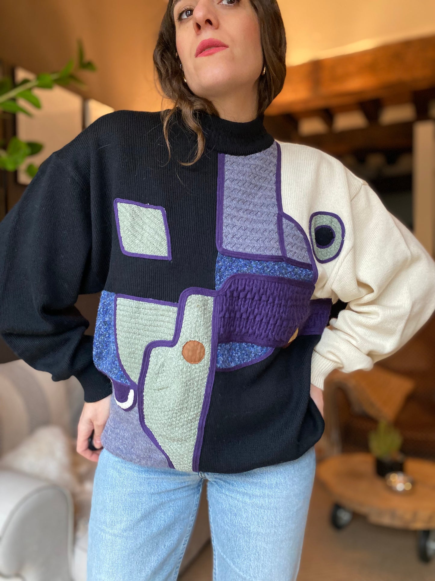 Maglione vintage giapponese astratto