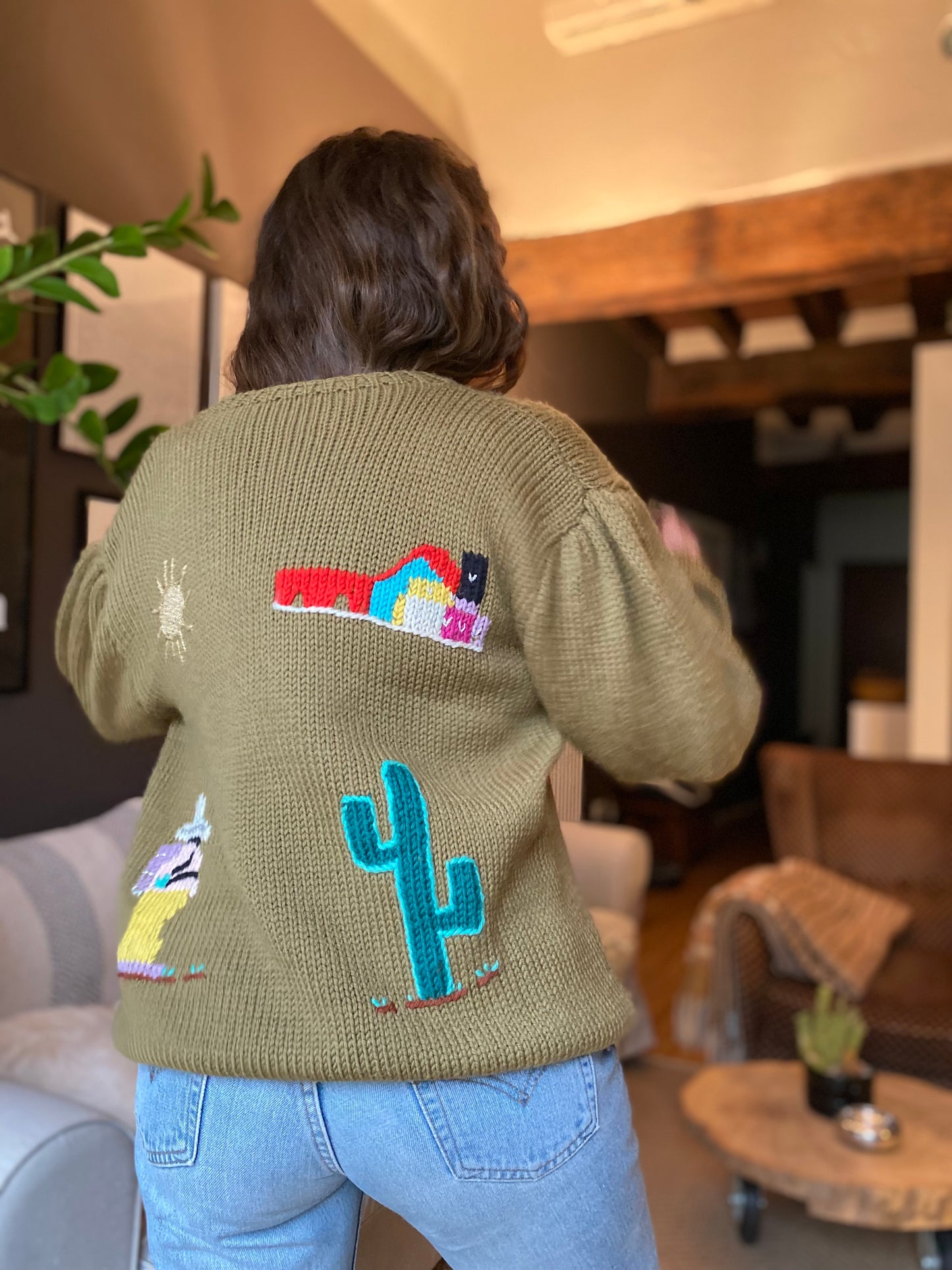 Cardigan vintage con ricami messicani