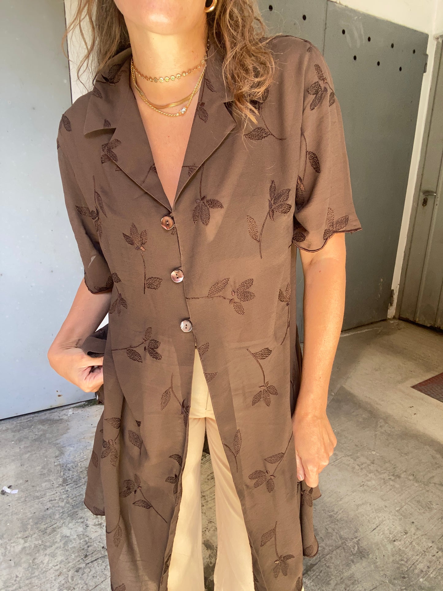 Camicia trasparente con ricami