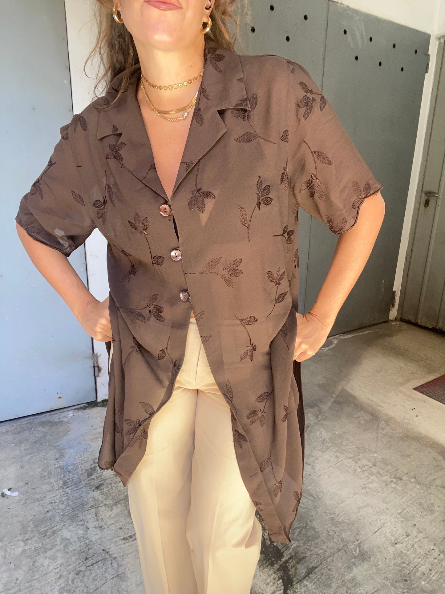 Camicia trasparente con ricami