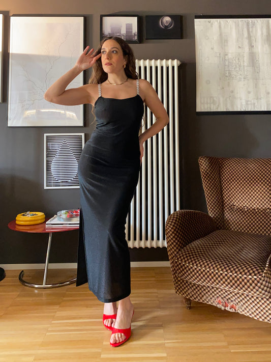 Slip dress lungo lurex