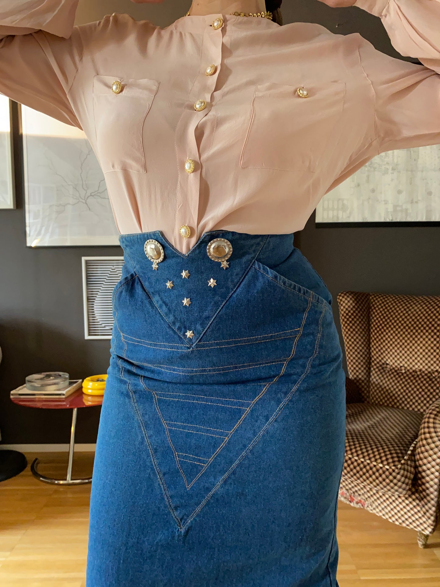 Gonna denim vita alta anni 80