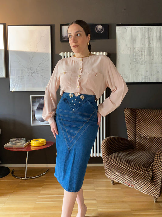 Gonna denim vita alta anni 80