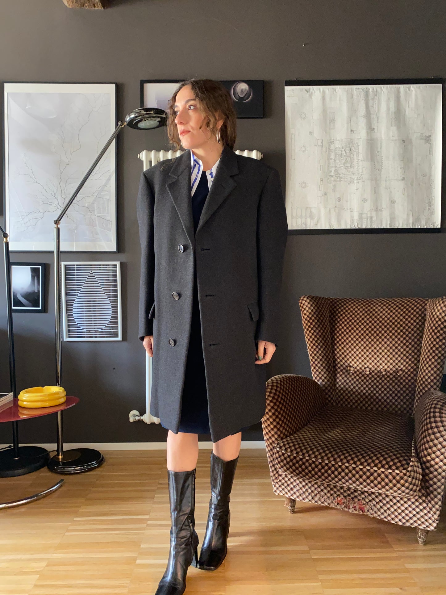 Cappotto grigio vintage lana Marzotto