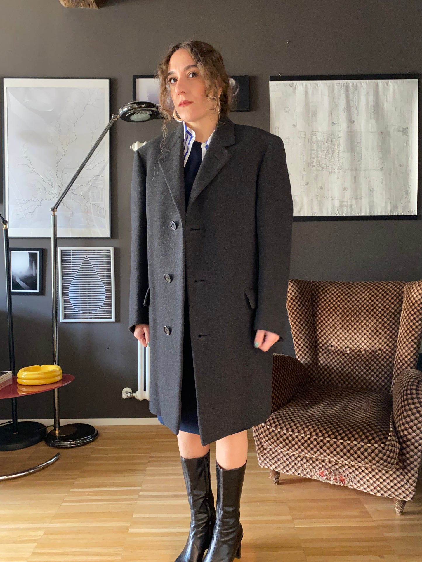 Cappotto grigio vintage lana Marzotto