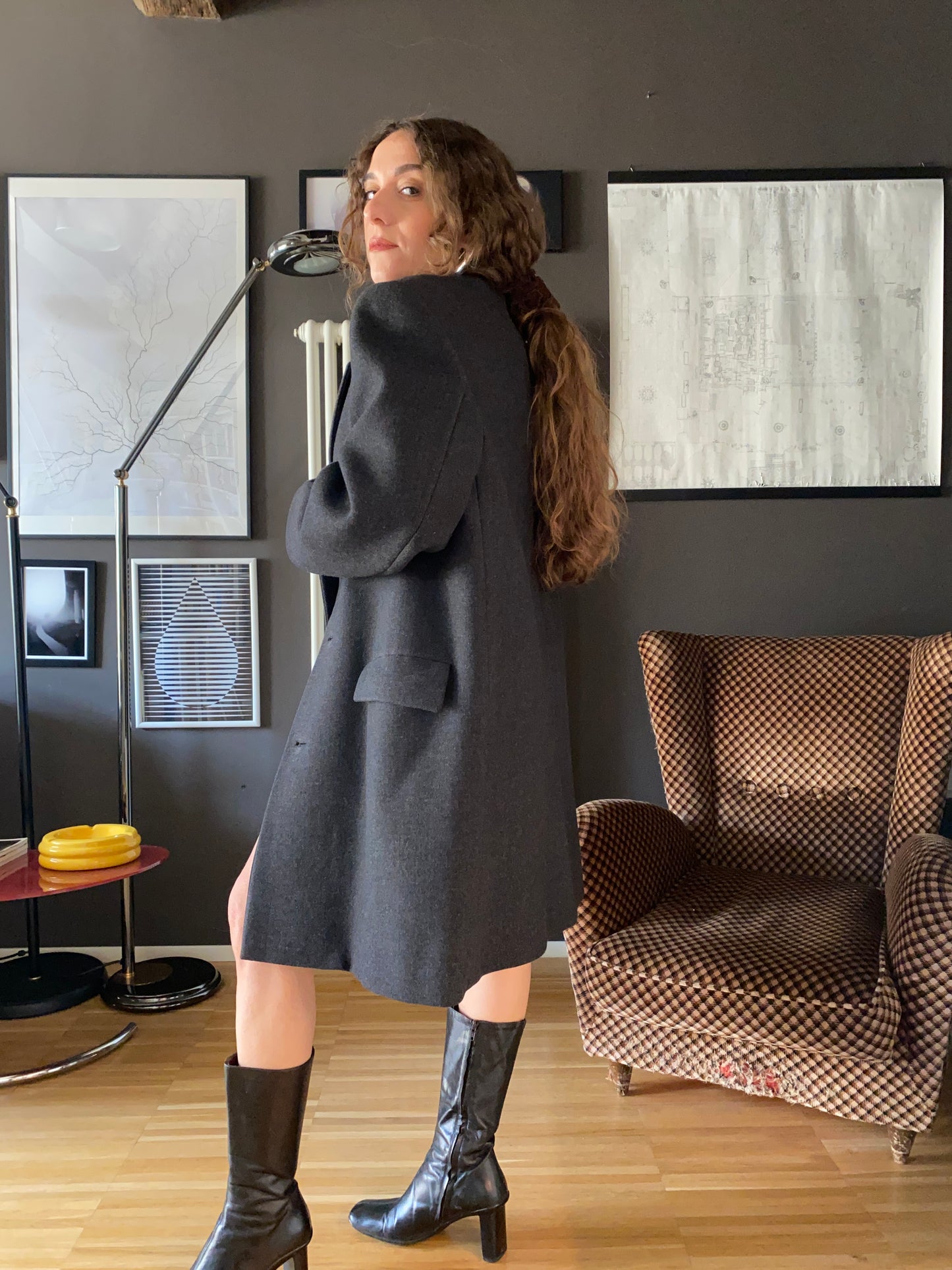 Cappotto grigio vintage lana Marzotto