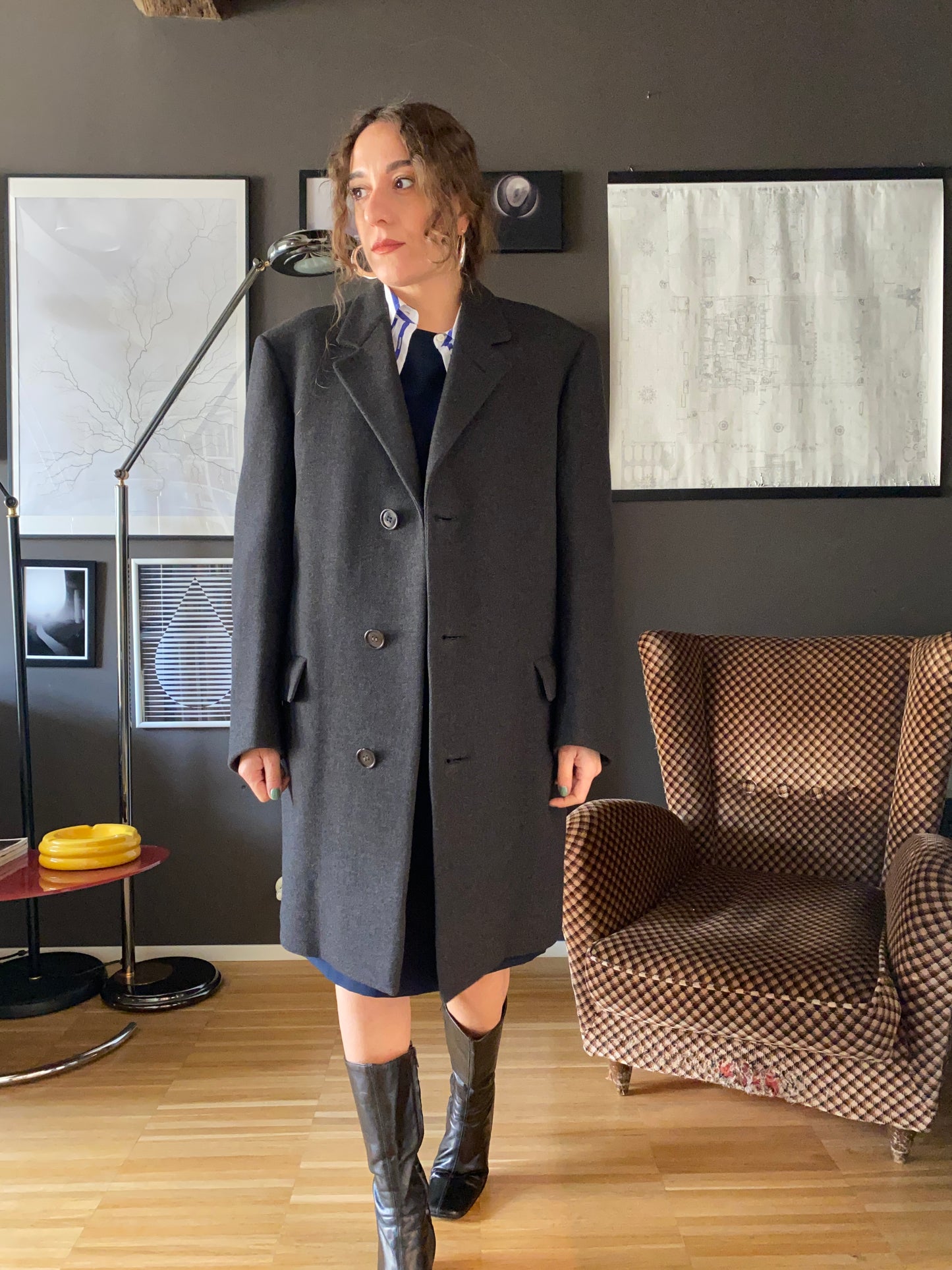 Cappotto grigio vintage lana Marzotto