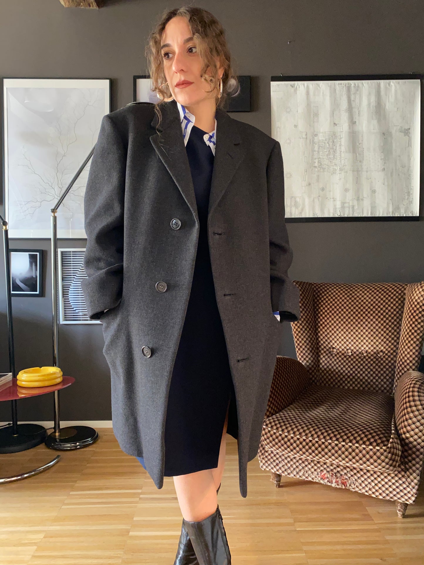 Cappotto grigio vintage lana Marzotto