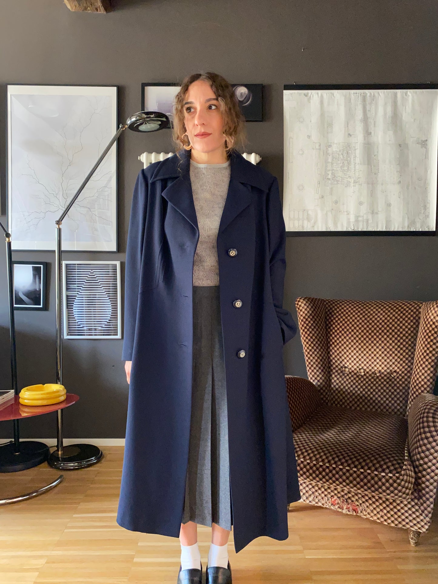 Cappotto blu misto lana vintage Marzotto