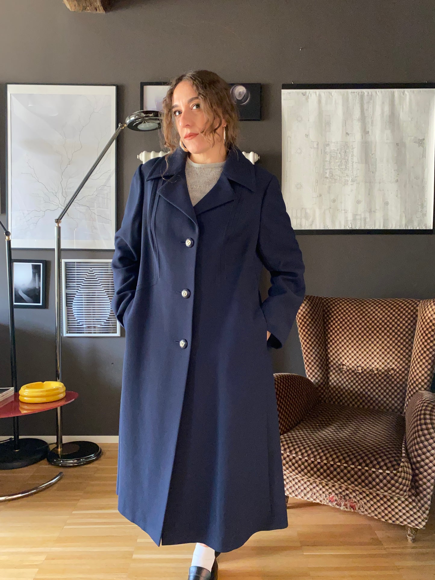 Cappotto blu misto lana vintage Marzotto