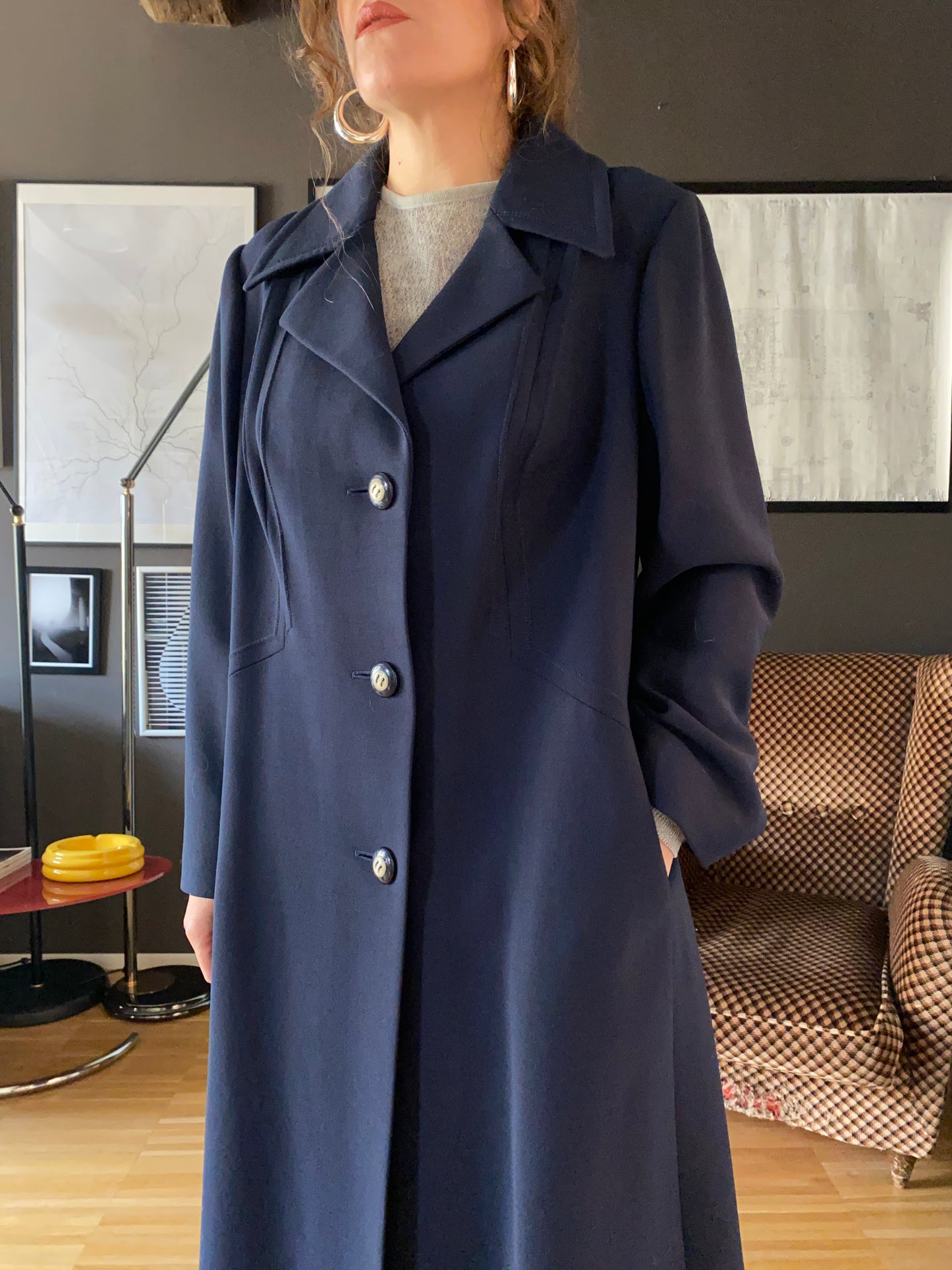 Cappotto blu misto lana vintage Marzotto