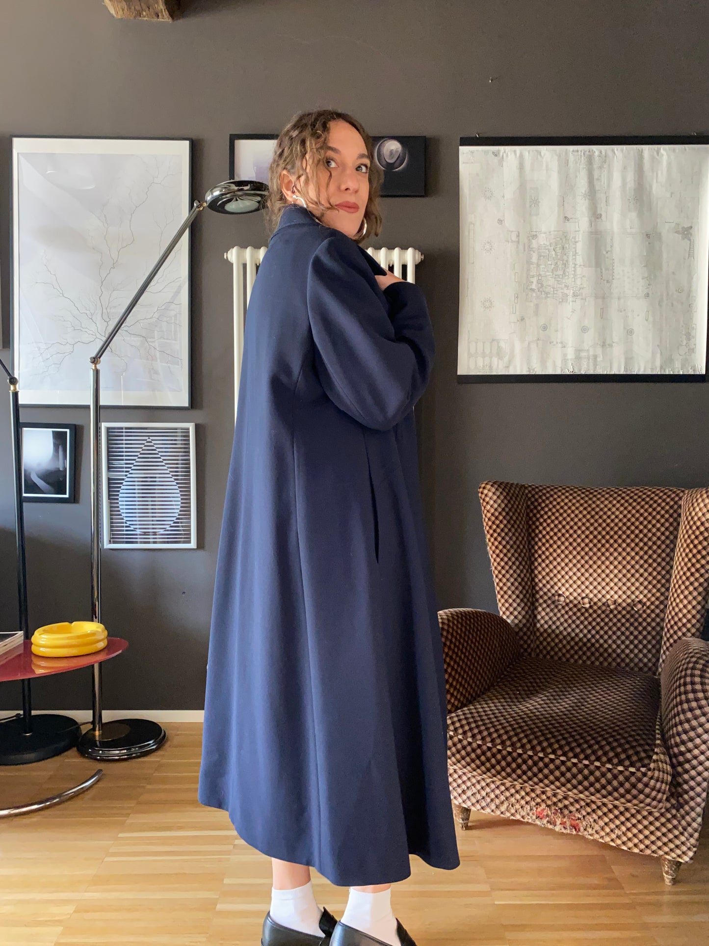 Cappotto blu misto lana vintage Marzotto