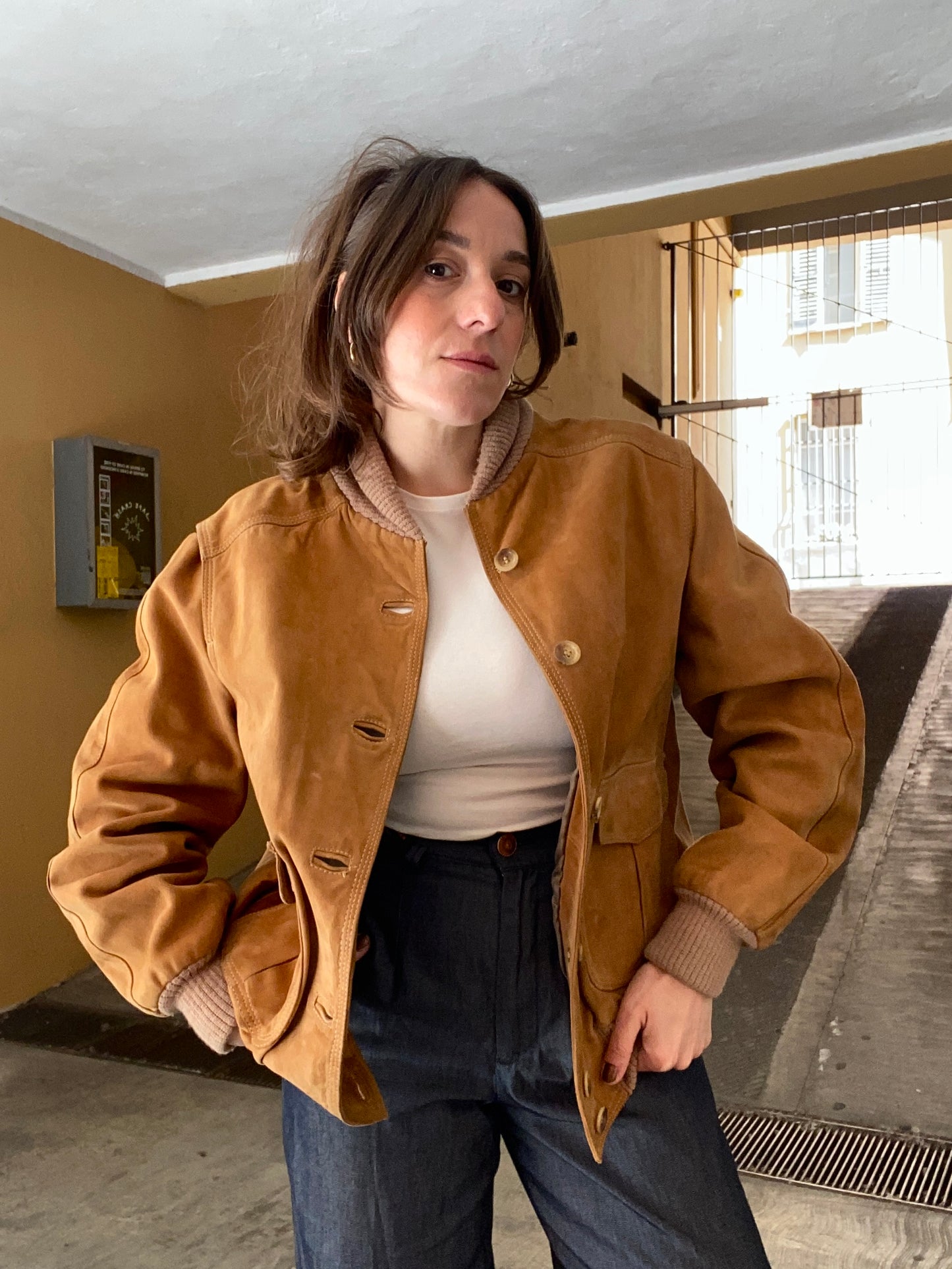 Bomber in pelle scamosciata