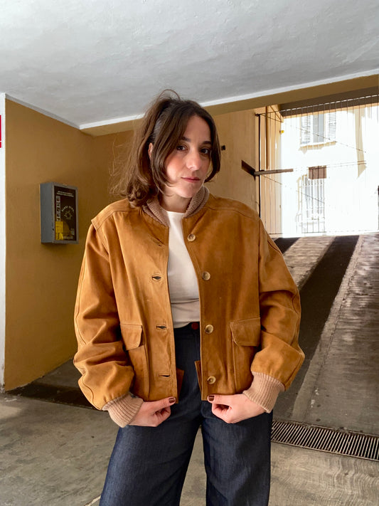 Bomber in pelle scamosciata